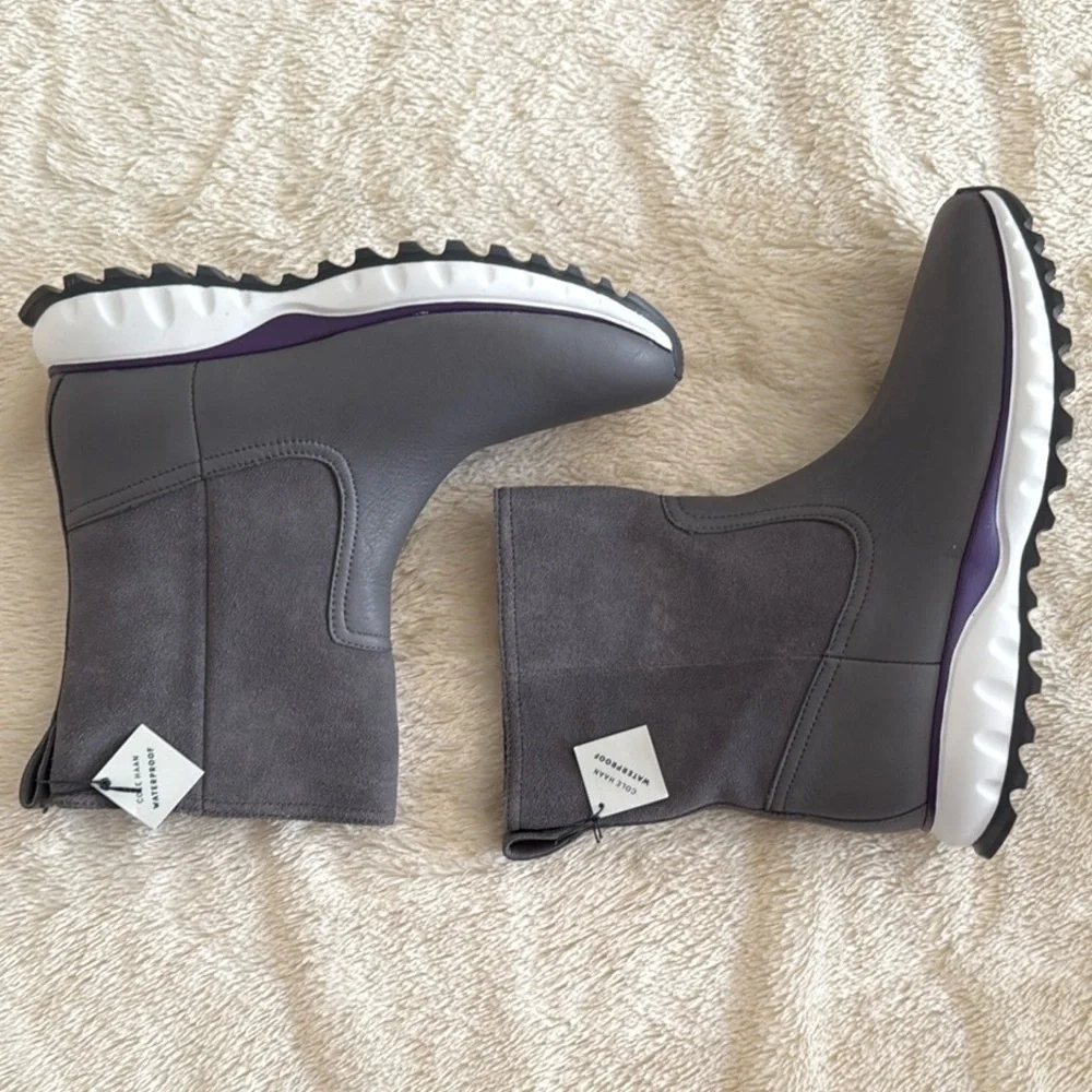 nwt Cole Haan ZERØGRAND Explore Waterproof Leather & Suede Boots in Gray size 7